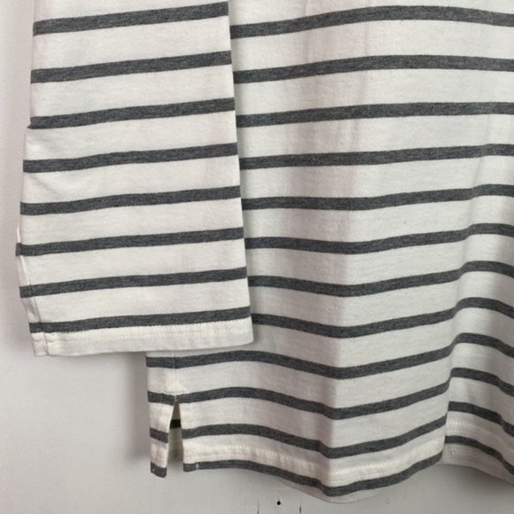 J.Crew L Bride Boatneck Top Striped Gray White Navy Cotton Wedding Bachelorette - Picture 9 of 12